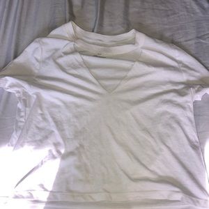 Large cropped/cutout white tee